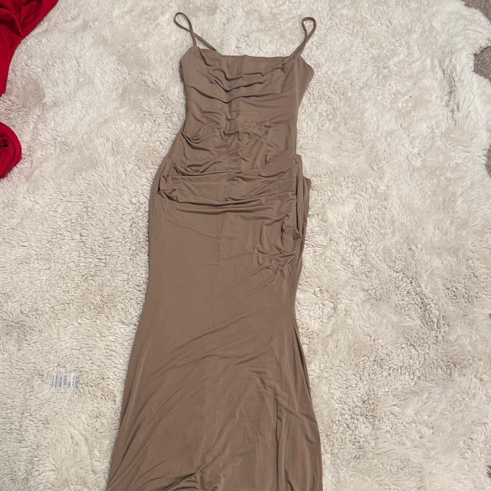 House of CB Taupe Maxi Dress milena almond small mermaid - Picture 7 of 9